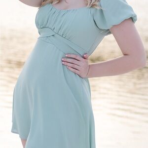 Altar’d State sage green puff sleeve sundress